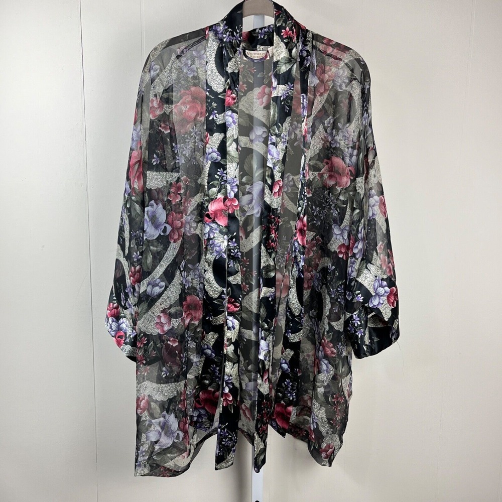 Vintage Victoria's‎ Secret Gold Label Robe with Belt One Size Sheer Floral Short
